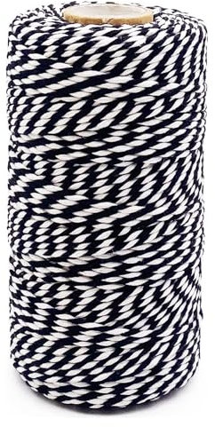 TACHIO 2mm Baumwolle Schnur, 100M Bäckergarn Bäcker Bindfäden Bastelschnur Dekokordel Schnur Perfekt für Garten Bilder Pflanzen Basteln, Schwarz und Weiß