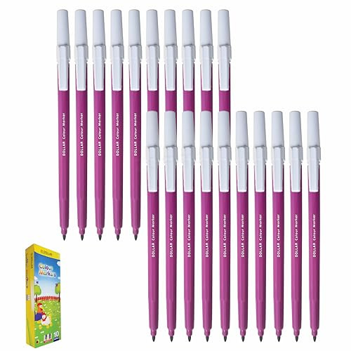 DOLLAR ColorMax Felt Tips Colouring Pens, VIOLET, Pack of 20, Ideal for Draw Colour Mark Sketch Write, Perfect for School Office Home Everyday Use