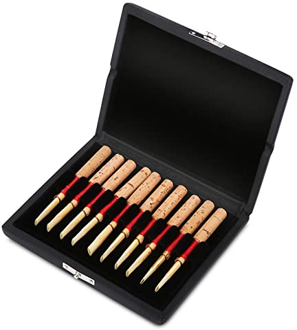 KooingTech 10PCS Oboe Reed Case, Wooden Clarinet Reed Case with Lock, Black Reed Case Suitable for Storing Oboe Reeds