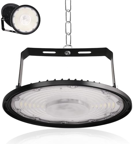 Fosingut 300W Industrial LED Floodlight,30000LM High Bay Spot Light Workshop Lighting,Cool White 6500K IP65 Waterproof UFO Ceiling Light LED Interior Chandelier for Warehouse,Factory,Hall,Gym