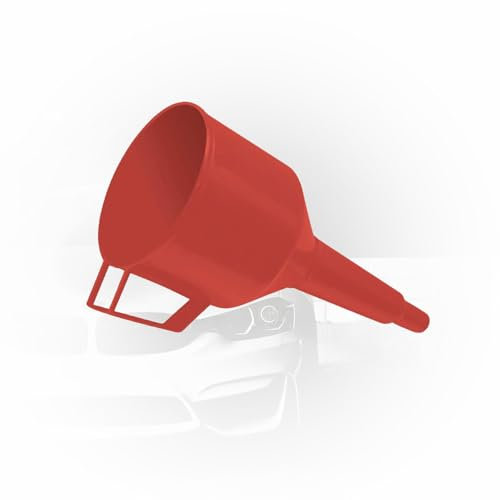 ToM PaR Entonnoir pour voiture Carré I Pour verser le carburant et l'huile I Entonnoir en plastique I Poignée pour le tenir I Tête large I Filet de sécurité I Diesel I Liquide lave-glace | Rouge