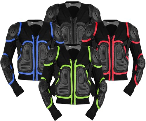 Hive Moto Kids Motorcycle Armor Jacket Chest Protection Dirt Bike Suit Children Full Body Gear Motocross for Cycling Racing (US, Age, 16 Years, Green)