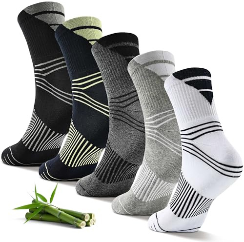 Jeasona 5 Paar Kompressionsstrümpfe Herren Bambus Socken Herren 43-46 Kurz Ohne Naht Stützstrümpfe Wandersocken Laufsocken Sportsocken Kompressionssocken Plantarfasziitis