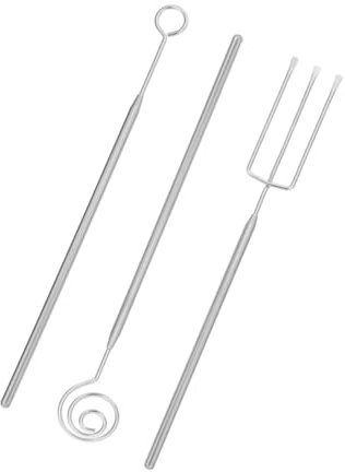 LOLIPPYY Set 3 Forchette per Cioccolato e Fonduta in Acciaio Inox, Utensili per Immersione Dolciumi Manico Ergonomico, Kit per Produzione Cioccolatini e Dessert Custodia per Cucina