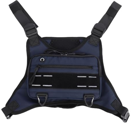Decumeby Sac de Poitrine de Sport, Bretelles Réglables, Gilet de Course Réfléchissant pour Hommes et Femmes, avec Tissu en Nylon Imperméable pour Portefeuille de Téléphone, Banque (Blue)