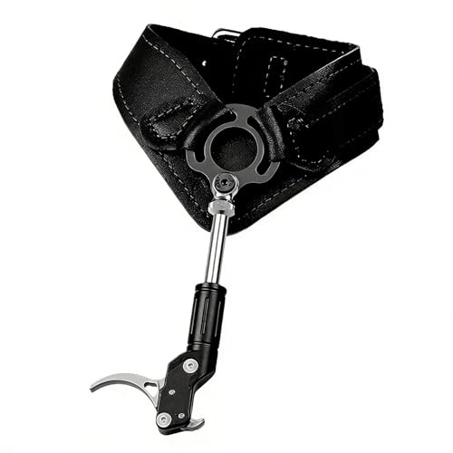 Bågskytteutlösare, 360 Grader Vridbar Klämma, Justerbara Utlösningshjälpmedel med Läderarmband, Tillbehör för Jakt med Compoundbåge(Black)