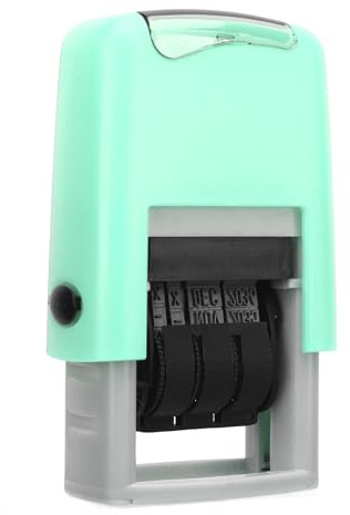 BAFOVY Tampon Dateur Anglais, Tampon Dateur Automatique ABS 25 X 2,8 Mm, Séchage Rapide, Claire, Portable Réglable pour les études, la Vie Professionnelle, le Bureau, l'école, la Maison, la (GREEN)