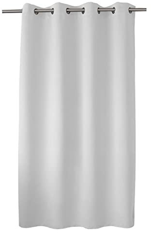 ED ENJOY HOME Rideau Obscurcissant avec Œillets argentés, Blanc Glacial (Gris Clair), 140x180cm, 100% Polyester, Tissu Certifié Oeko-TEX, Collection Réglisse
