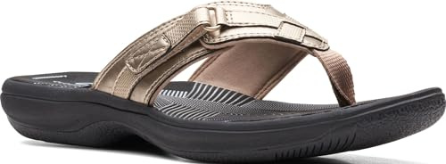 Clarks Women's Breeze Sea Flip-Flop Gold Limited Edition Black 9 M US
