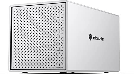 Yottamaster Boîtier Disques Dur 4 Baies Aluminium USB 3.0 Raid pour 2.5”/3.5” SATA HDD, Soutien 4 x 16TB Raid 0/1/3/5/10/JBOD/CLONE, Ventilateur 80 mm