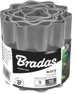Bradas Trädgårdsgräsmatta kantning, höjd, 9 m lång i stengrå (15 cm hög, grå)