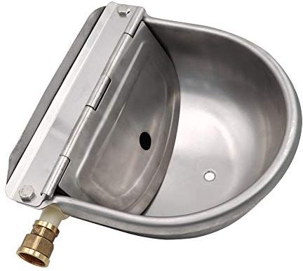 MUALROUS Abreuvoir en Acier Inoxydable pour Animaux avec Bouchon de Vidange et Connecteur, Abreuvoir à Flotteur Automatique pour Chiens d'élevage