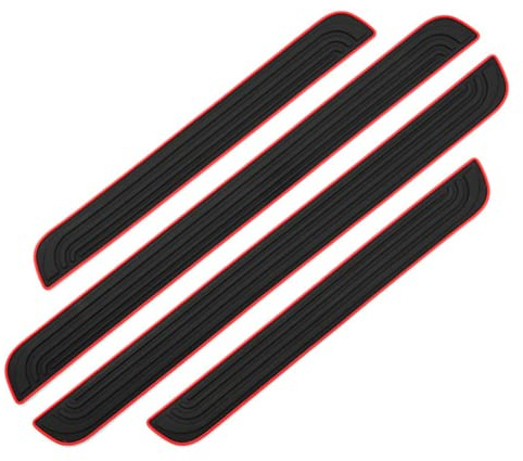 Protectores Umbral Puerta Pegatinas Etiquetas de Protección para Estribos Coche 4 Piezas Pegatina de Goma Fibra Carbono Anti-rasguño Protector de Alféizar de Puerta Coche (Negro)