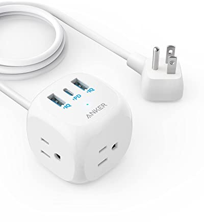 Anker 20W USB C Power Strip, 321 Power Strip with 3 Outlets and USB C Charging for iPhone 15/15 Plus/15 Pro/15 Pro Max, 5 ft Extension Cord, Power Delivery Charging for Dorm Rooms,Home Office