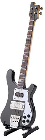 Miniatur Bassgitarren Instrumentenmodell, schwarzes Miniatur Kontrabass Mini Musikinstrument Sammlerstück Heimdekoration mit Ständer und Koffer