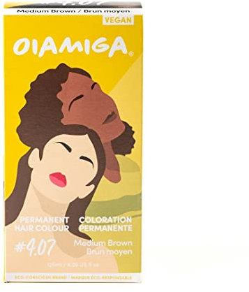 Oiamiga Medium Brown Permanent Hair Colour with Natural Ingredients 120ml