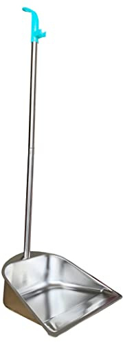Pelle à poussière robuste en acier inoxydable longue manche 85,1 cm pour intérieur et extérieur, pelle à poussière debout avec poignée