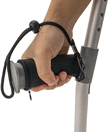 Paire de Housses de Confort Rembourrées pour Poignées de Béquilles - Noir - avec Sangle de Poignet - par Lifeswonderful
