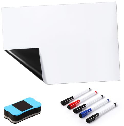 Blendura A3 Tableau Blanc Magnetique, Tableau Magnetique Frigo Effaçable à Sec pour Réfrigérateur avec 5 Stylos Marqueurs Et Effaceur pour planning semaine frigo, Cuisine Liste, Mémo Aimanté