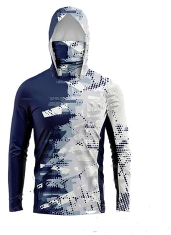 HEARTTOUCH Herren UV-Schutz Fishing Hoodie Kapuzenpullover UPF 50+ Langarm Angelhemd mit Maske Hoodie Schnell trocknend Rashguard Angelbekleidung (9,L,L)