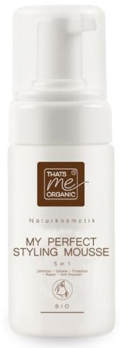 Thats me organic My Perfect Styling Mousse 5-in-1 – Haarschaum ohne Alkohol – Für Definition, Volumen & Schutz – Schaumfestiger Locken & feines Haar – Mit Hyaluronsäure & Naturextrakten