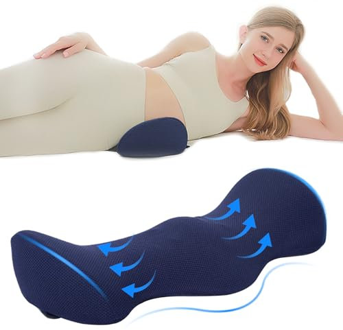 TFCIOD Lendenkissen, Wirbelwohl Kissen aus Memory-Schaum, Ergonomisches Design Rückenstützkissen zur Linderung von Schmerzen, ischias Kissen, Lendenwirbelstützkissen für Bett, Sofa, Auto (Marineblau)