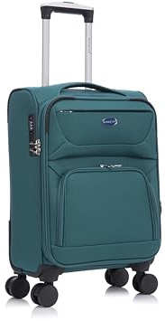 Aerostar Carry-on 20 Lightweight Soft Expandable Suitcase, Hand Luggage 4 Wheels & Combination Lock, 55x35x20cm | Accepted All Airlines easyjet, RyanAir, British Airways (Forest Green, 36 litres)