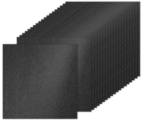 PATIKIL 20 ark svart glitterpapper, 25,4 x 25,4 cm 250 gsm fyrkantigt premium glittrande papper hantverk kartpapper för klippbok korttillverkning gör-det-själv konstprojekt bröllopsfest