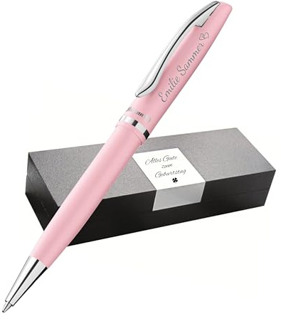 Pelikan Jazz Kugelschreiber personalisiert – Hochwertiger Stift mit Gravur | Geschenkidee mit Namen für Geburtstag, Büro & Jubiläum (Pastell-Rose)