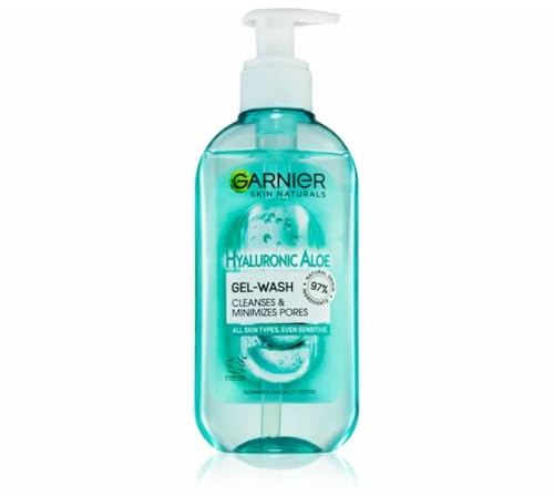 Garnier Skin Naturals Detergente Viso in Gel con Acido Ialuronico e Aloe Vera, Idratante e Rinfrescante, Per Pelle Normale e Mista, 200 ml (1 Unità)