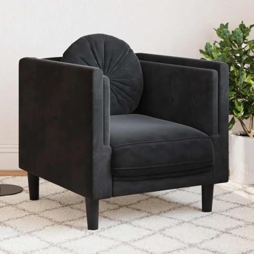 WEMYUFURN Fauteuil XXL en velours avec assise et dossier rembourrés épais, fauteuil moderne en velours pour salon, fauteuil de lecture confortable avec pieds de soutien et coussin rond, hauteur