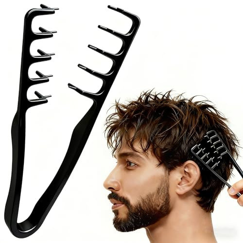 Strukturpaste Pettine Denti Larghi,Pettine per Capelli Ricci Texture,Strumento Volumizzante per Radici,Uomini e Donne Accessorio per la Cura Del Parrucchiere,per Coprire le Cuciture Easy Style
