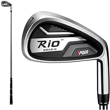 Clubs de Golf pour Hommes Rio III # 7 Irons Pole Club de Golf Professionnel droitier en Acier Inoxydable avec Manche en Graphite ou en Acier R/S (# 7,Acier)