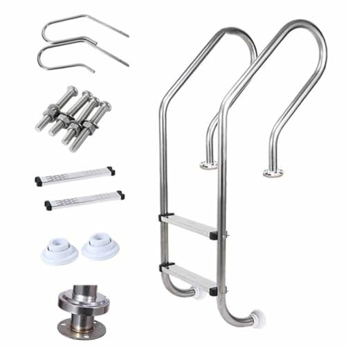 Poolstege, badräcke i 304 rostfritt stål, pooltrappräcke, halkfri stege för nedgrävda pooler, lämplig för inomhus- och utomhusbruk(2-step,1.0mm)