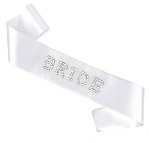 DIELOVEHUA Fascia Futura Sposa, Bride to Be Decorazione con Perle Bianche e Strass, Futura Sposa Decorazione, per Addio al Nubilato, Matrimonio, Nozze, Fidanzamento