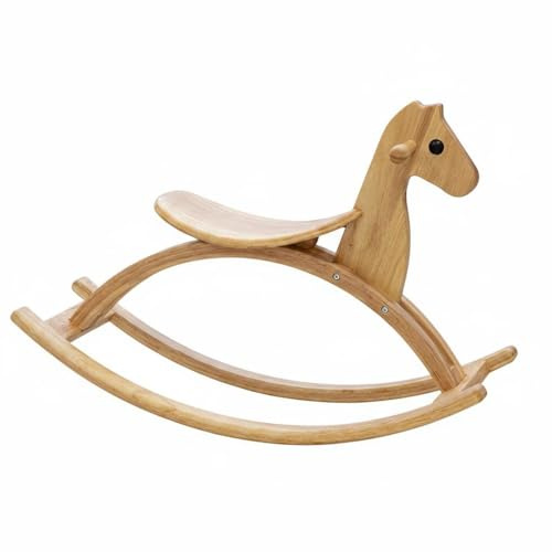 MagiDeal Siège à Bascule Enfant Cheval à Bascule Jouet à Bascule Rocker Enfant Conception Sûre Triangulaire Bords Lissés Protection de la Peau Peinture à l'eau, Courbé Naturel