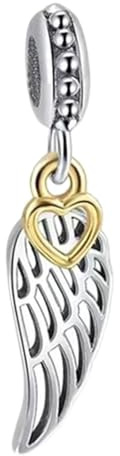 Ciondolo a forma di angelo, in argento Sterling 925, a forma di ala e piuma, per anniversario, per braccialetti Pandora (argento)