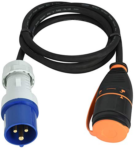 Electraline 01742 Cable Alargador/Adaptador CEE Outdoor IP44, 1.5M H07RNF 3G1.5 con Toma de corriente Electralock equipado con un mecanismo de bloqueo que evita la desconexión accidental del enchufe