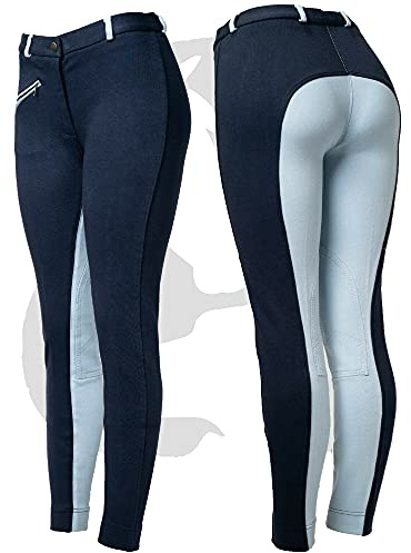ASTILE EQUESTRIAN NAVY/SKY BLUE CHILDREN HORSE RIDING JODPHURS/JODHPHURS/JODS/JODPURS (26'' WAIST)