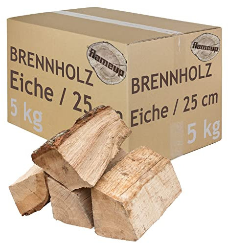 Legna da Ardere 5-500 kg Per Stufa e Camino Braciere Griglia Cestello per il Fuoco Ceppi 25 cm quercia flameup, Numero:5 kg