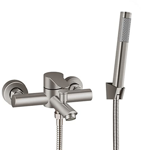 Aolemi Badewannenarmatur zur Wandmontage, gebürstetes Nickel, 15,2 cm Zentrum, Wannenfüller mit Handbrause, Einhebel-Duschmischer, SUS304 Edelstahl