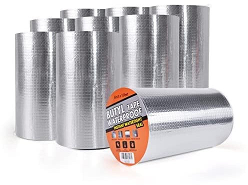 TAPEBEAR Wasserdichtes Butylband, Starkes Selbstklebendes DichtungsbäNder, Silber Aluminium Klebeband Zur Reparatur Für Dachleckage Oberflächenriss Wohnwagen Rohr Glas Fenster, 8inch x16feet,9Rolle