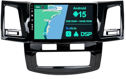 BXLIYER Android 15 IPS Autoradio Pour Toyota Fortuner Hilux Revo Vigo (2004-2014) - 2G+64G - Sans fil Carplay + Android Auto - Caméra GRATUITES - 2 Din 9 Pouce - Dab Volant WLAN Fast-boot Split-Screen