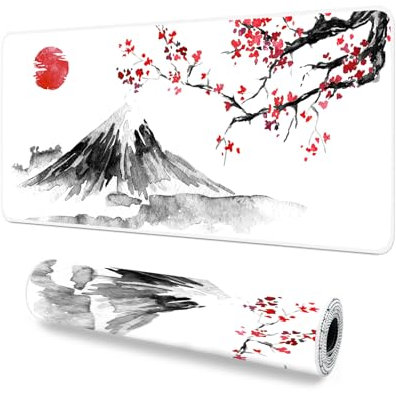 Giecy Gaming Mouse Pad, XXL Keyboard Mouse Mat Desk Pad with Non-Slip Rubber Base for Office & Home Computers, Laptop, Gaming (Cherry Blossom, 80 x 30 cm)