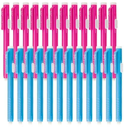 Mr. Pen- Retractable Mechanical Eraser Pen, Pack of 24, Blue & Pink Barrels with White Erasers, Pencil Eraser for Pencils