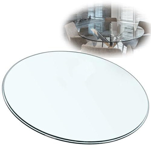 SAGIDAR Tablero De Vidrio Redondo Transparente Ø35cm~100cm, Tablero Superficie Redonda De Mesa A Prueba De Explosiones, Cristales A Medida, Vidrio Templado Redondo para Mesa De Centro