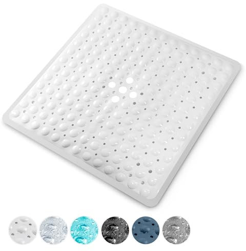 KEPLIN Premium Non-Slip Bath Mat - 200 Suction Cups, BPA, Latex Free, Mildew Resistant, Machine Washable - Safe, Durable & Comfortable for Shower Runner & Bathroom Tubs (White, Small (54 x 54cm))