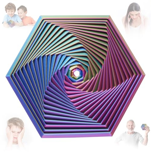 Ainiv 11 cm Fractal Fidget Hexagon, kreativ stressreducerande leksak, 3D-tryck Hexagon Fidget Leksak, Stressdämpare Fidget Leksaker, Sensoriska Spel Autism, Stressreducerande Leksak Vuxna och Barn