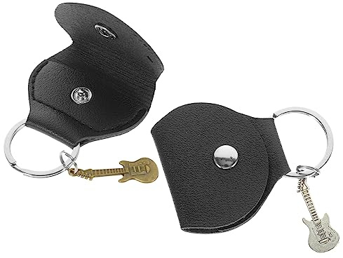 TOYANDONA Estuche de Cuero PU para Púas de Guitarra Llavero Negro, Paquete de 2 Piezas, Diseño Funcional y Conveniente para Almacenamiento en Navidad y Día de Acción de Gracias