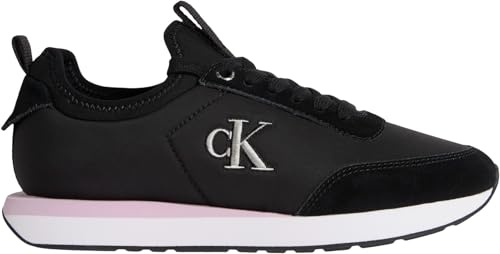 Calvin Klein Runner Sneaker Mujer Retro Sock Nylon con Logotipo, Negro (Black/Chateau/Fragrant Lilac), 40